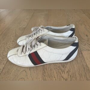 Gucci GG Guccissima Women's Leather Low Top Sneakers White Made In Italy Size 39